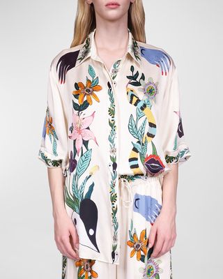 Meagan Oversized Floral Silk Shirt