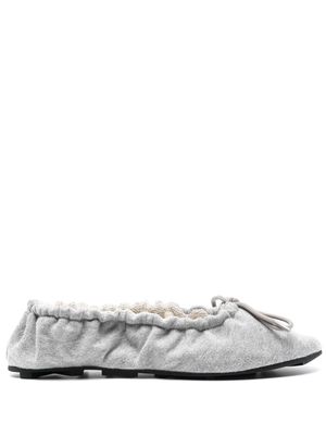 Medea bow-embellished jersey ballerina shoes - Grey