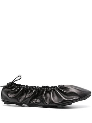 Medea gathered leather ballerina shoes - Black