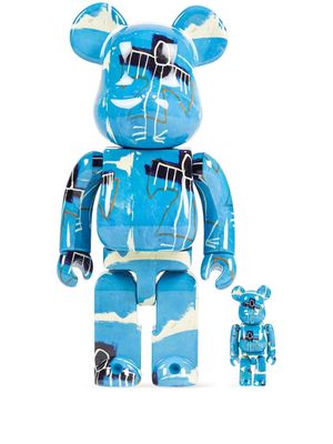 Medicom Toy x Jean Michel Basquiat BE@RBRICK 100% and 400% figure set - Blue