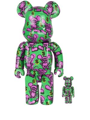 MEDICOM TOY x Keith Haring BE@RBRICK 100% and 400% figure set - Green