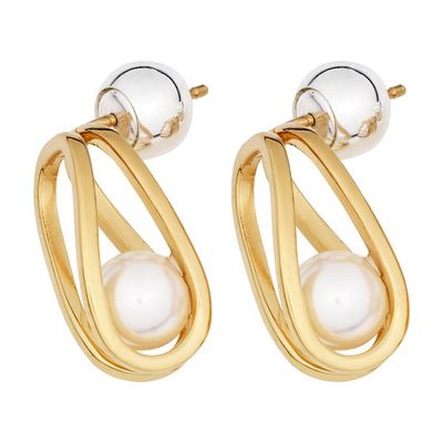 Medium cage pearl earring