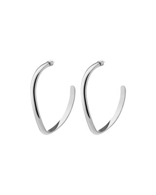 Medium Calypso Curve Hoop Earrings, Silver