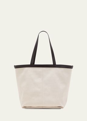 Medium Canvas and Leather Tote Bag