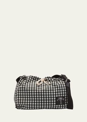 Medium Check Drawstring Shopping Crossbody Bag