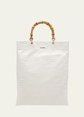 Medium Croc-Embossed Shopper Tote Bag