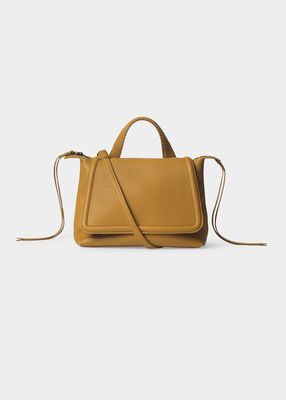 Medium Flap Leather Top-Handle Bag