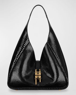 Medium G Hobo Bag in Python-Embossed Leather