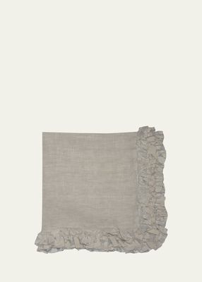 Medium Gray Romantic Linen Napkin With Volume Lace Border