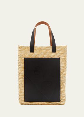Medium Pili and Bianca Straw Shopper Tote Bag