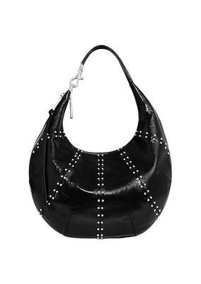 Medium Studded Leather Croissant Shoulder Bag