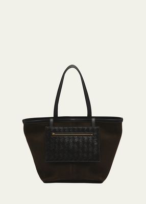 Medium Suede and Leather Tote Bag