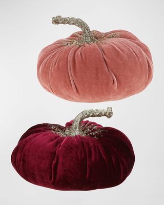 Medium Velvet Thanksgiving Pumpkins, Set of 2