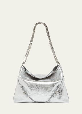 Medium Voyou Chain Shoulder Bag in Metallic Leather