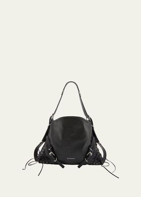 Medium Voyou Shoulder Bag in Leather with Corset Straps