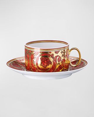 Medusa Garland Red Tea Cup & Saucer, 7 oz.