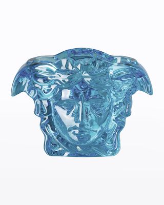 Medusa Grande Blue Crystal Vase - 7.5"