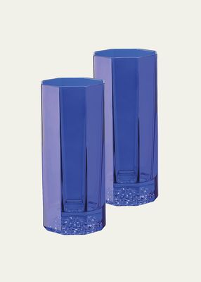 Medusa Lumiere Blue Long Drinking Glasses, Set of 2