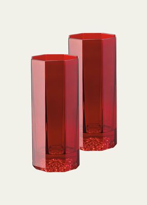 Medusa Lumiere Red Long Drinking Glasses, Set of 2