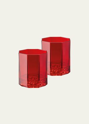 Medusa Lumiere Red Whiskey Double Old Fashioned Glasses, Set of 2