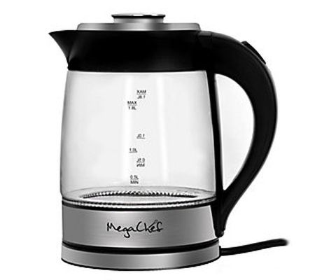 MegaChef 1.8 Liter Cordless Glass Kettle with I nfuser