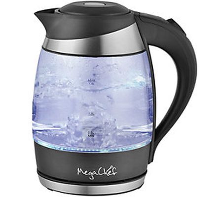 MegaChef 1.8-Liter Glass & Stainless Steel Elec tric Teakettle