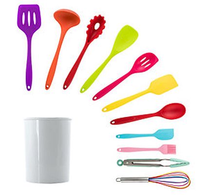 MegaChef 12 Piece Silicone Kitchen Utensil Set in Multi-colors