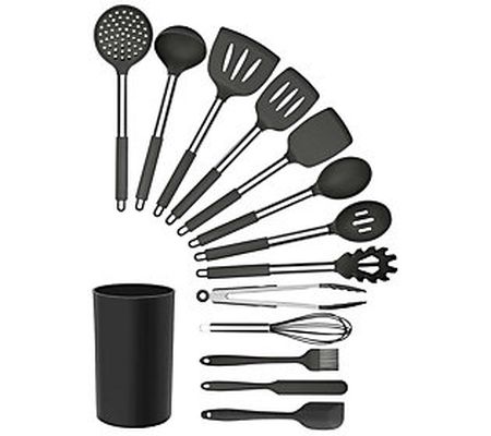 MegaChef 14 Pc Silicone & Stainless Steel Utens il Set