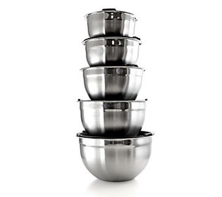 MegaChef 5-Piece Stackable Mixing Bowl Set with Lids