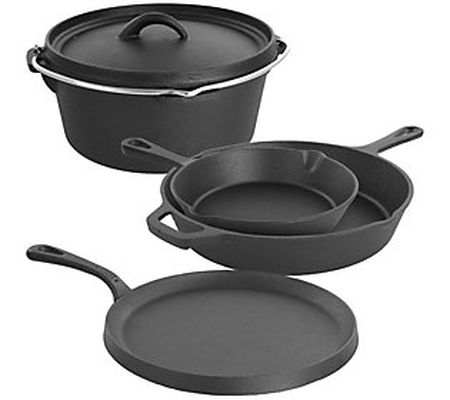 MegaChef Pre-Seasoned 5-Piece Cast Iron Kitchen Cookware Set