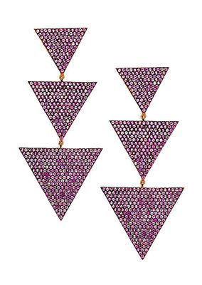 Megan 14K-Rose-Gold Vermeil & Crystal Triangle Drop Earrings