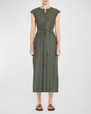 Megaton Side-Slit Cap-Sleeve Midi Dress