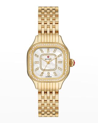 Meggie Diamond Bezel and Mother-of-Pearl Watch, Gold-Tone