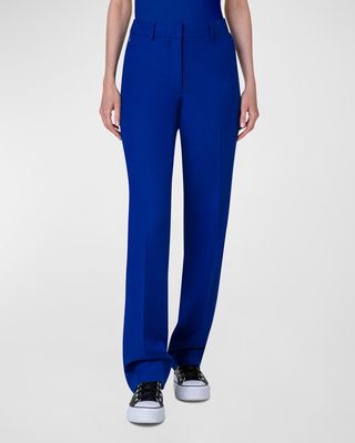 Meghan Mid-Rise Straight-Leg Cotton Silk Double Face Pants