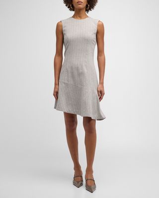 Mei Striped Sleeveless Asymmetric Mini Dress