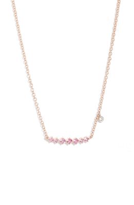 Meira T Bar Necklace in 14K Rose Gold/Pink Sapphire