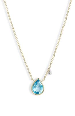 Meira T Blue Topaz & Diamond Pendant Necklace in Yellow