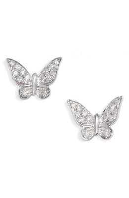 Meira T Butterfly Diamond Stud Earrings in White