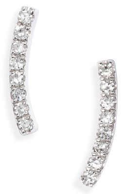 Meira T Curved Diamond Bar Earrings in White