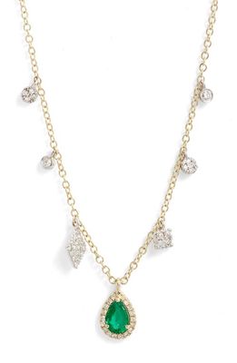 Meira T Diamond & Emerald Pendant Necklace in Yellow