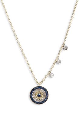 Meira T Diamond & Sapphire Evil Eye Pendant Necklace in Yellow