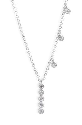 Meira T Diamond Bezel Bar Pendant Necklace in White Gold 