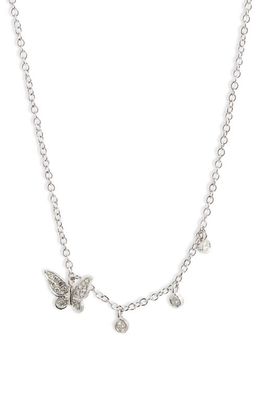 Meira T Diamond Butterfly Pendant Necklace in White