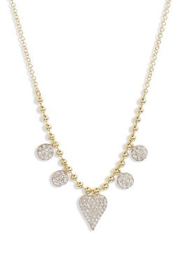 Meira T Diamond Charm & Heart Pendant Necklace in Yellow