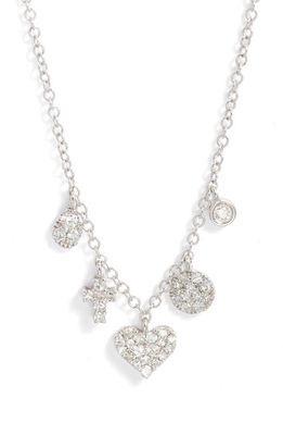 Meira T Diamond Charm Necklace in Silver