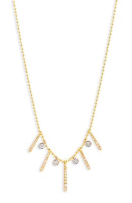 Meira T Diamond Charms Ball Chain Necklace in Two Toned Yellow Gold