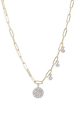 Meira T Diamond Disc Paperclip Chain Necklace in Yellow