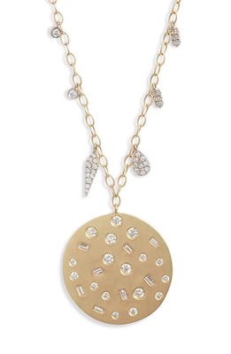 Meira T Diamond Medallion Pendant Necklace in Yellow Gold