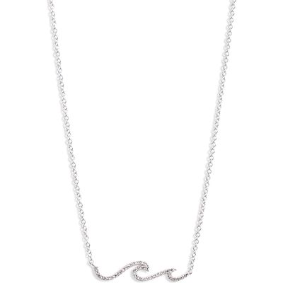 Meira T Diamond Mini Wave Bar Necklace in White Gold 