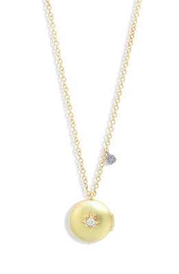 Meira T Diamond Starburst Locket Necklace in Two Toned Yellow Gold